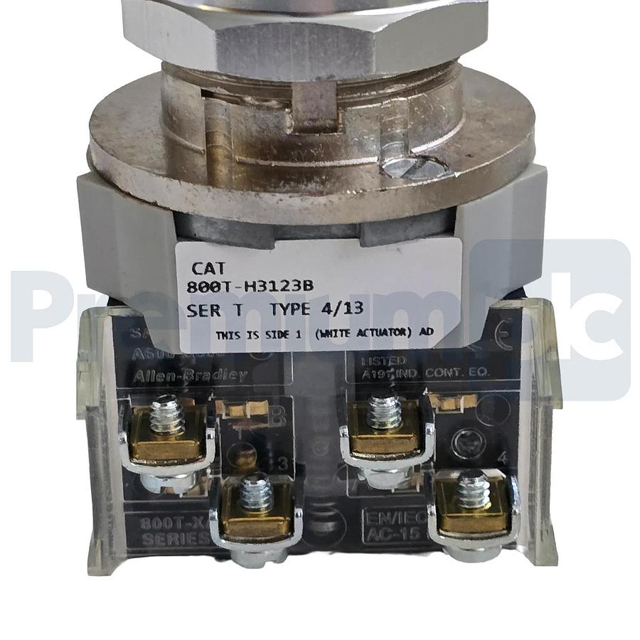 Allen-Bradley 800T-H3123B /T Selector Switch 30mm 2Pos Cylinder Lock 2 NO / 2 NC