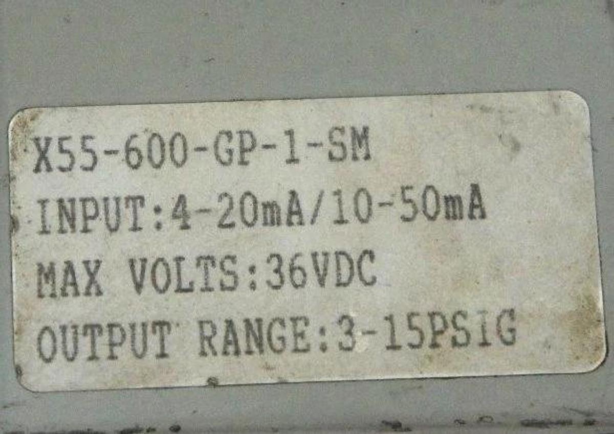 Used RONAN ENGINEERING X55-600-GP-1-SM TRANSDUCER X55-600-GP, 36VDC, 3-15PSIG
