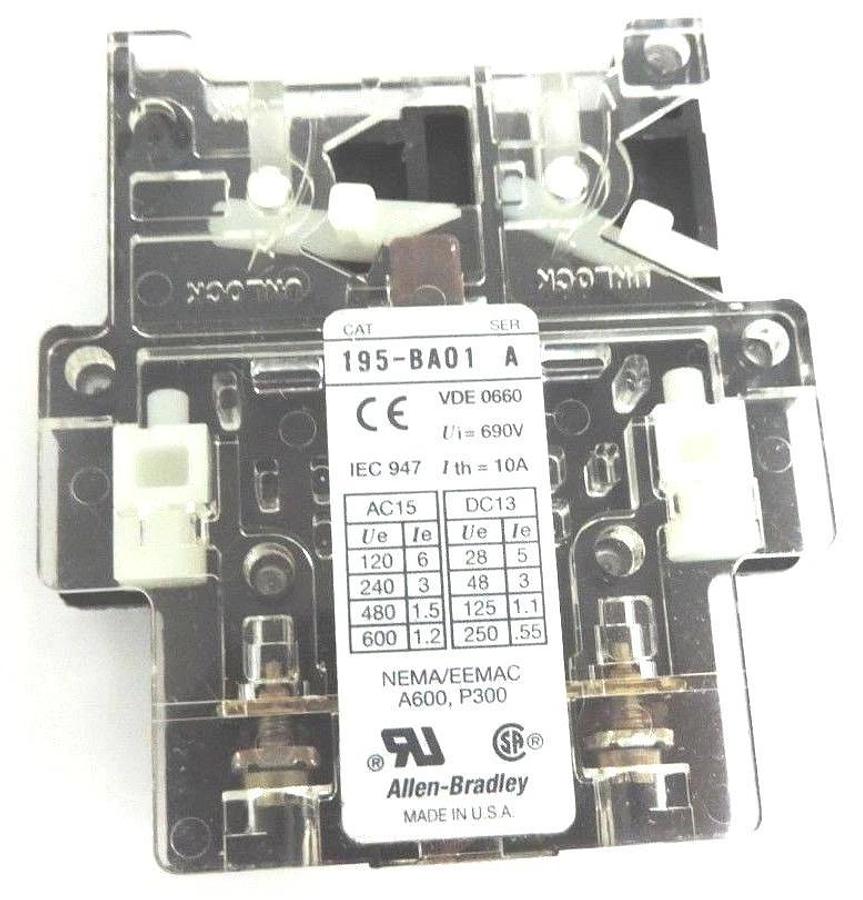 Used LOT OF 4 ALLEN BRADLEY 195-BA01 AUXILARY CONTACT SER A 195BA01