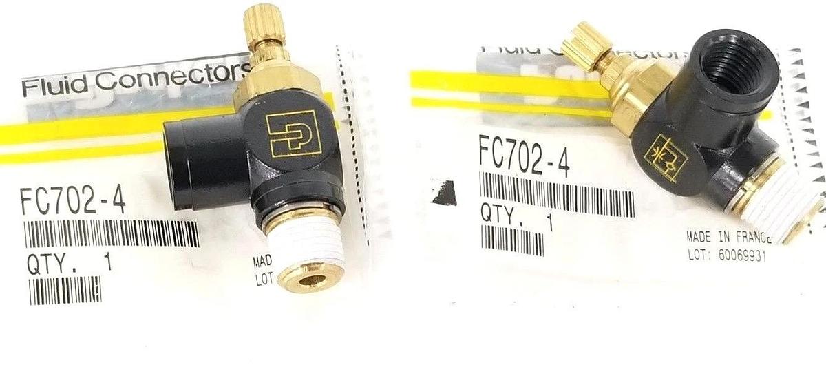 Used LOT OF 2 NIB PARKER XFC702-4 FLOW CONTROL VALVES 1/8 IN. XFC7024
