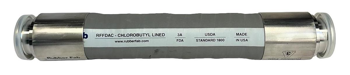 Used RUBBER FAB 3A 62-02 RFFDAC CHLOROBUTYL LINED SANITARY HOSE STANDARD 1800 NSNP