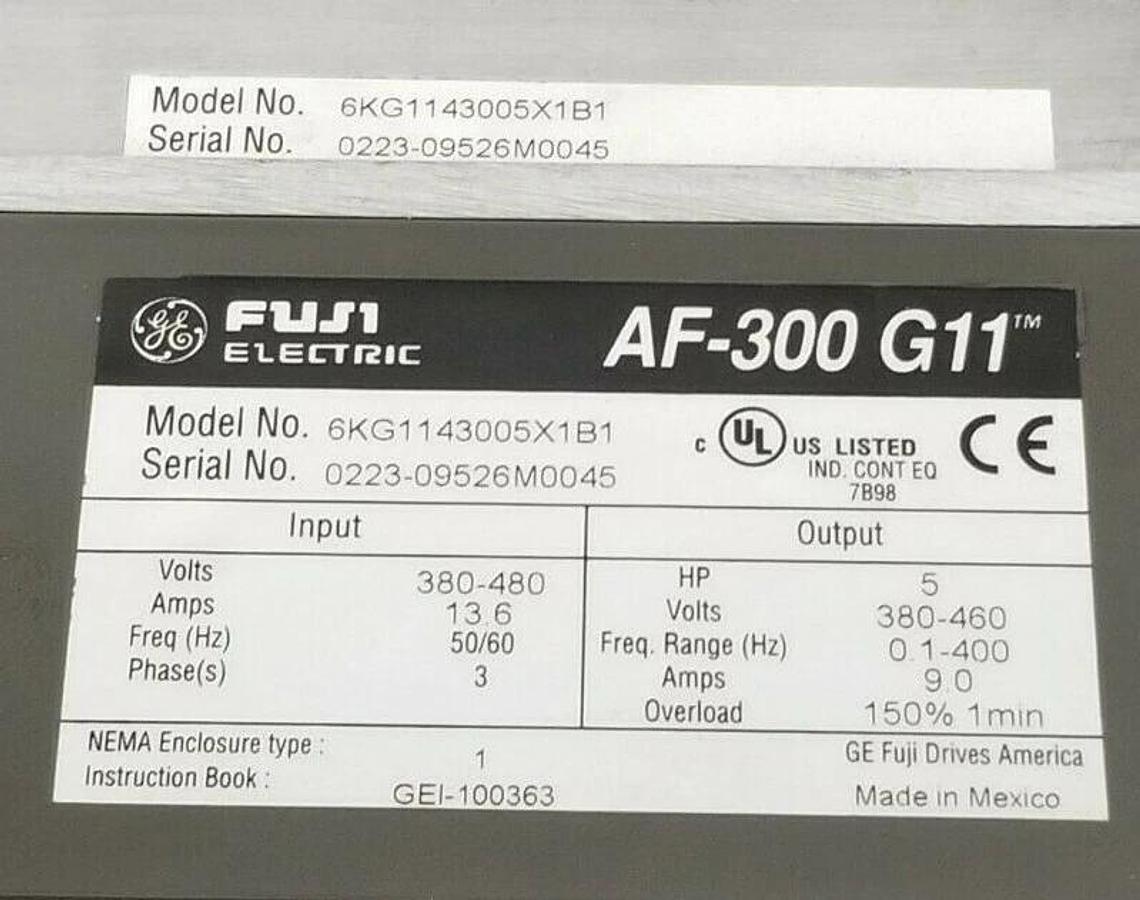Used FUJI ELECTRIC 6KG1143005X1B1 INVERTER DRIVE AF-300 G11 5HP TPA-G11S (INCOMPLETE)