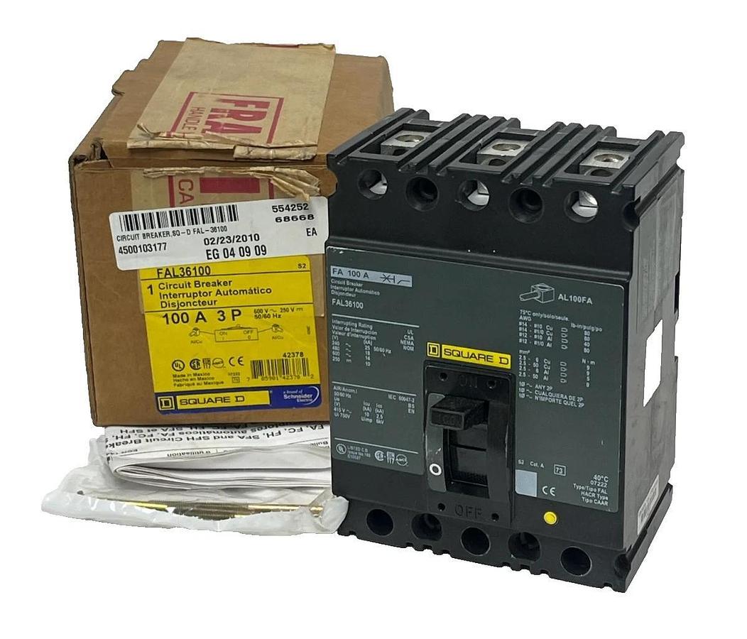 SQUARE D FAL26100 Circuit Breaker | 100A 2P 600V w/ Screws , NSMP