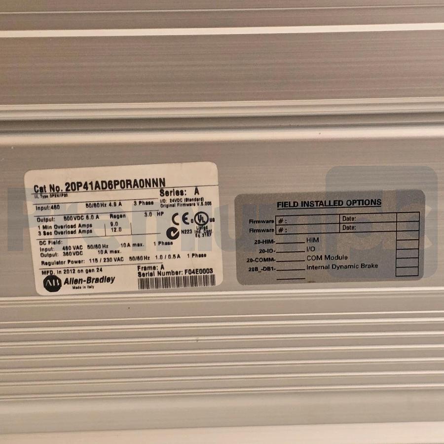 Used Allen-Bradley 20P41AD6P0RA0NNN /A PowerFlex DC Drive 3HP 460VAC 3PH w/HMI USPI