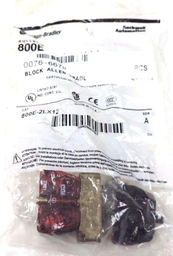 Used NEW ALLEN BRADLEY 800E-2LX12 CONTACT CARTRIDGE W/LATCH 800E2LX12 SER. A