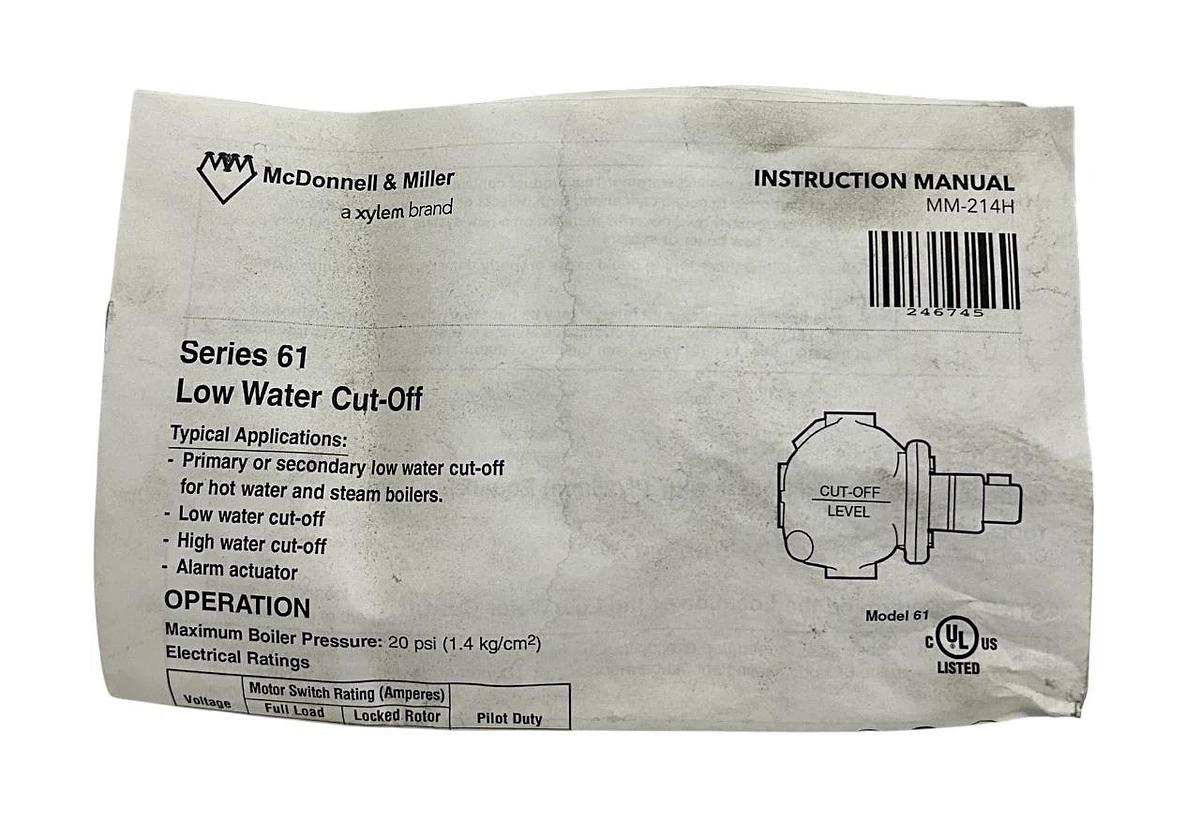 XYLEM McDONNELL & MILLER 140100 / SERIES 61 LOW WATER CUT-OFF 120-240VAC NSMP