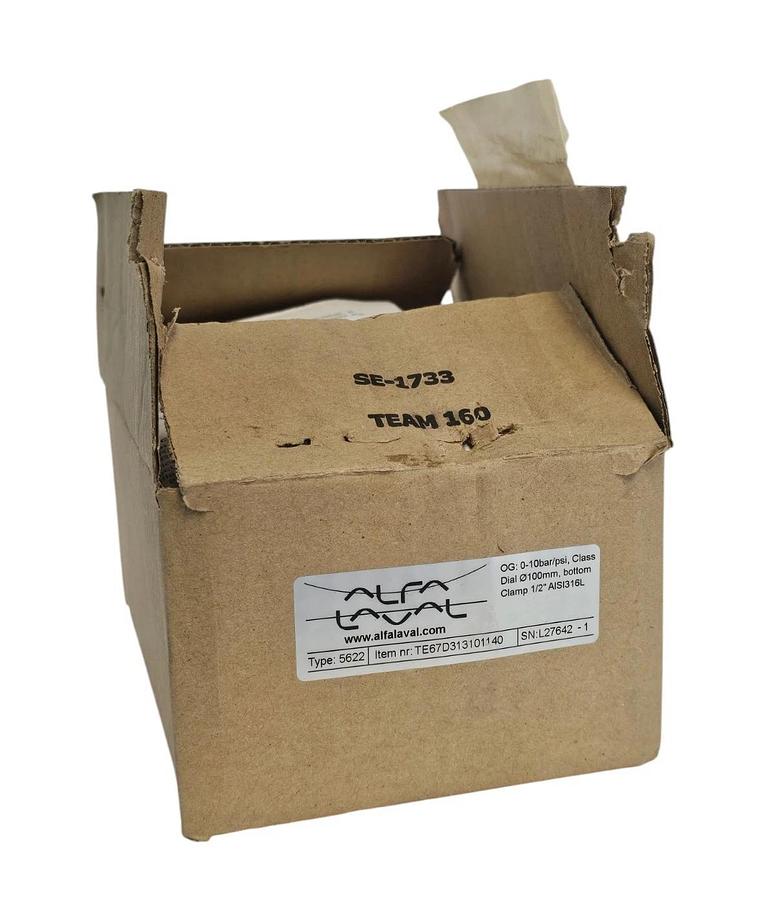 NIB ALFA LAVAL TYPE: 5622 ITEM NR: TE67D313101140 PRESSURE GAUGE