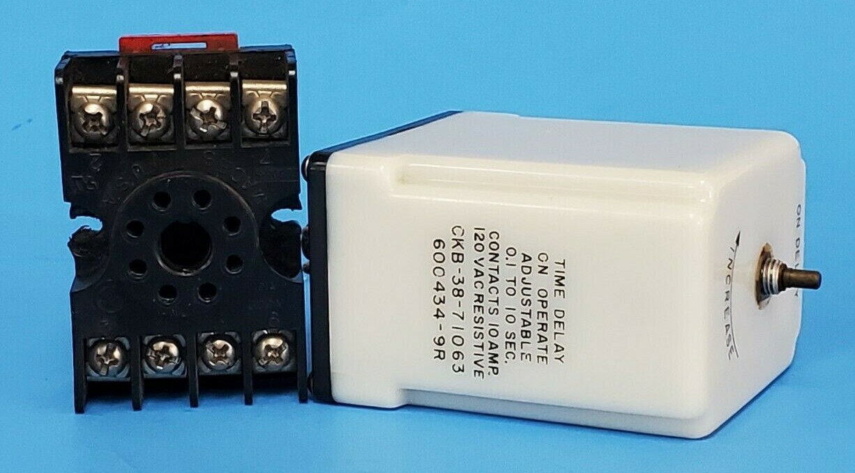 Used POTTER & BRUMFIELD CKB-38-71063 TIME DELAY RELAY 0.1 TO 10 SEC. W/ SL608-S