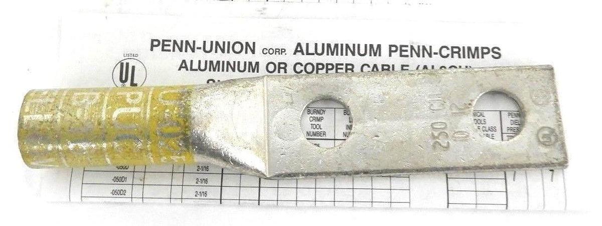 BOX OF 6 NEW TELEDYNE PENN-UNION BBLU-025D COPPER CRIMPS YELLOW 1/2"