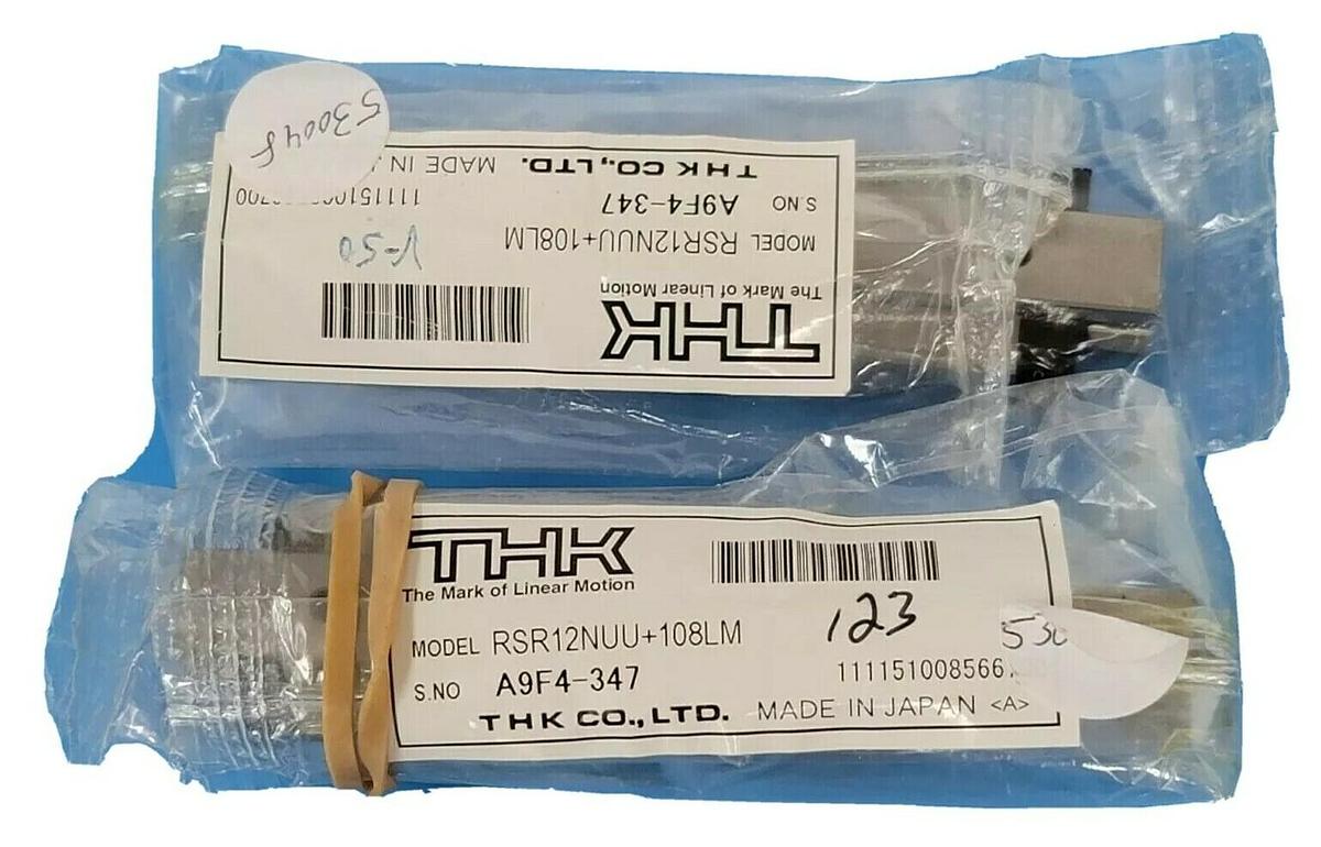 Used LOT OF 2 NEW THK RSR12NUU+108LM LINEAR SLIDES