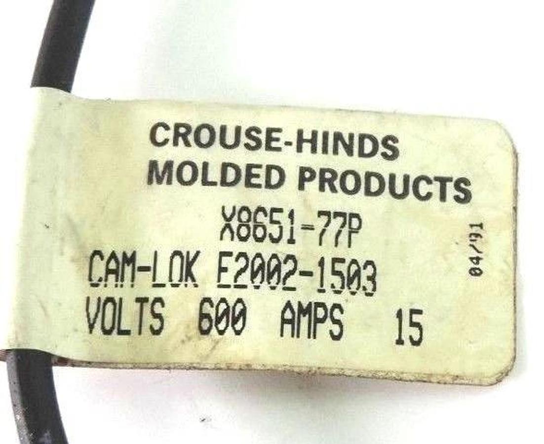 Used LOT OF 7 CROUSE-HINDS X8651-77P RECEPTACLE JOY MALE 1/2" NPT 600V 15A 2 POLE