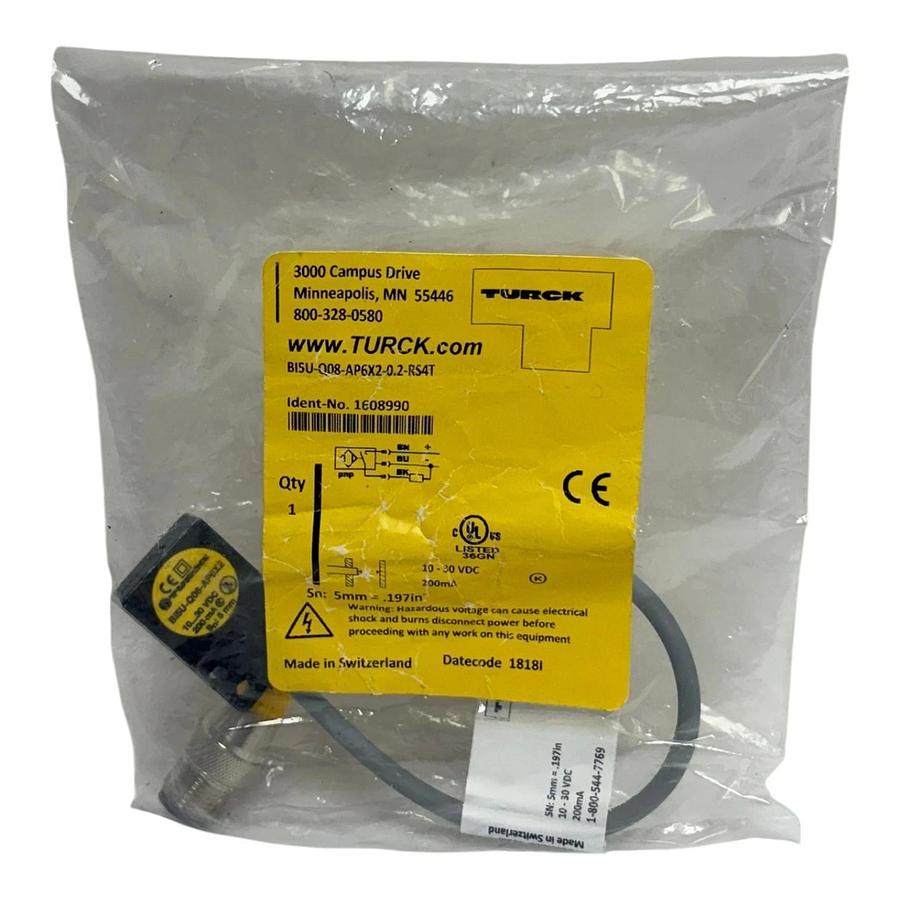 Used Turck BI5U-Q08-AP6X2-0.2-RS4T Inductive Proximity Sensor Switch 1608990 - NSFS