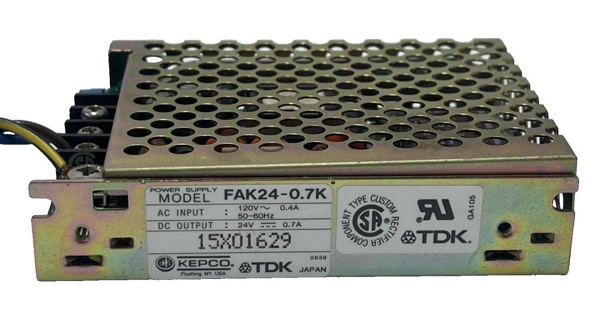 Used TDK FAK24-0.7K Power Supply 24VDC 0.7A KEPCO FAK Series AC Input Open Frame