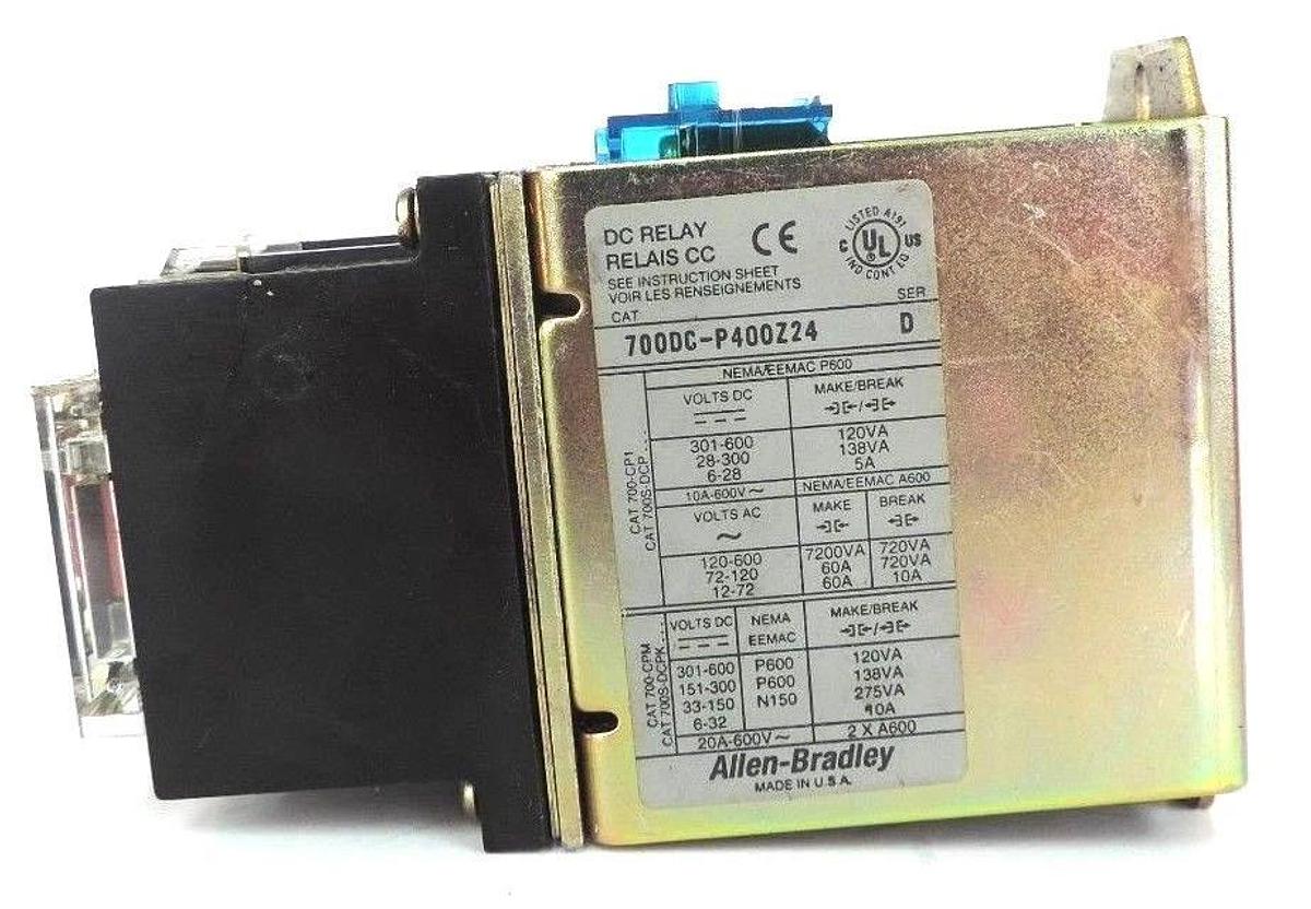 Used ALLEN BRADLEY 700DC-P400Z24 SER. D CONTROL RELAY TYPE P 700DCP400Z24