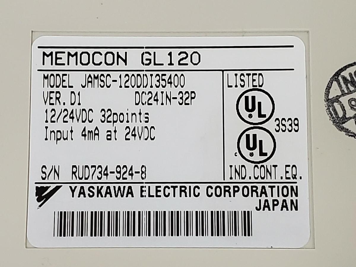 Used YASKAWA ELECTRIC JAMSC-120DDI35400 I/O MODULE 12/24 VDC 32 POINTS 4 MA VER. D1