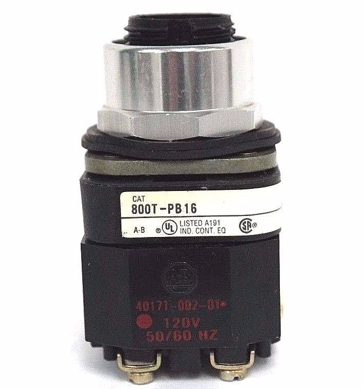 Used ALLEN BRADLEY 800T-PB16 PUSHBUTTON SER. T, 40171-002-01 W/ 800T-XA, SER. D, 120V