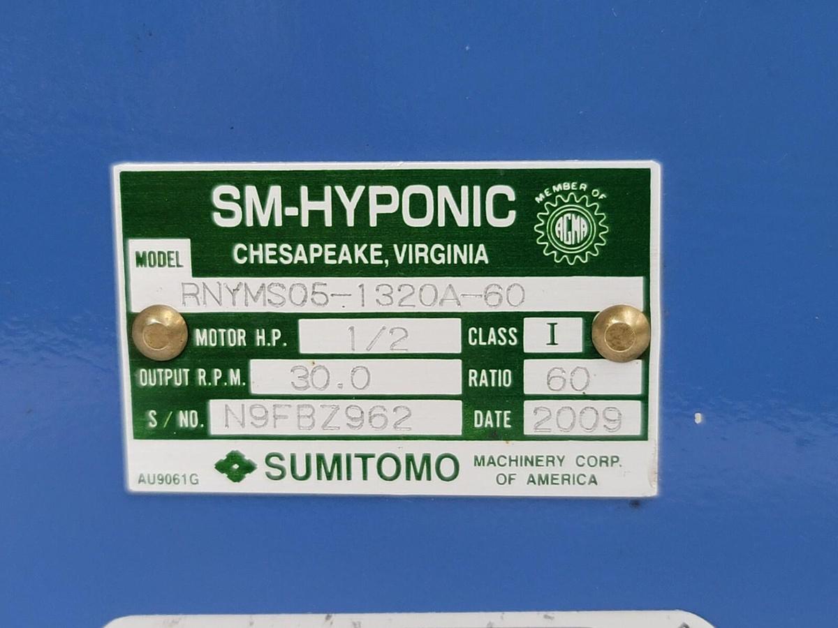 Used SUMITOMO RNYMS05-1320A-60 SM-HYPONIC GEARMOTOR TC-F SM-CYCLO 1/2HP 480V