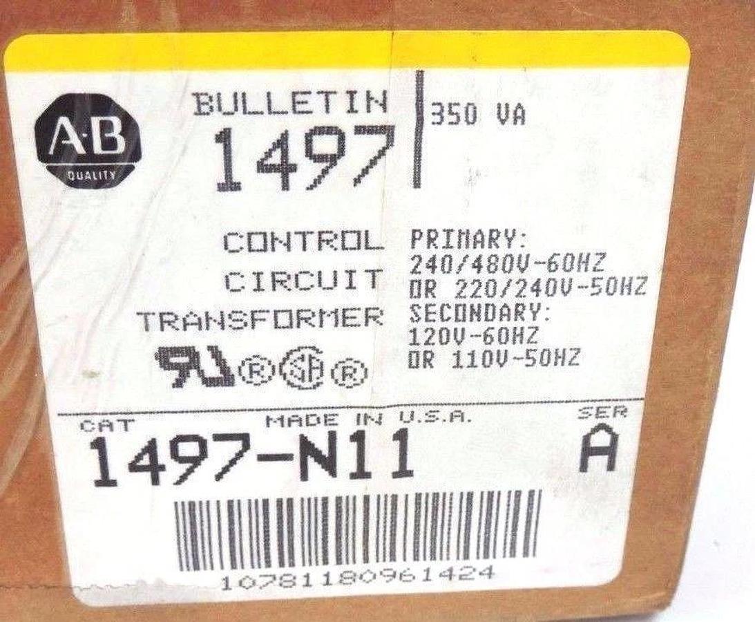 Used NIB ALLEN BRADLEY 1497-N11 CONTROL CIRCUIT TRANSFORMER 1497N11 SER. A