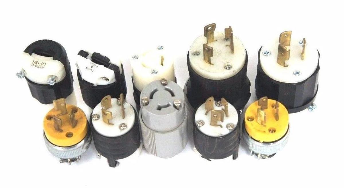 Used LOT OF 10 HUBBELL EAGLE LEVITON MISCELLANEOUS TWIST LOCK PLUGS AND RECEPTACLES