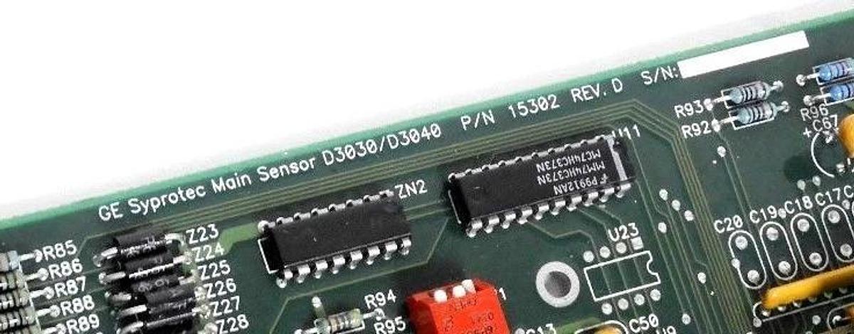 Used GE SYPROTEC 15302 REV. D SENSOR INPUT XFMR BOARD W/ ASSY. 20126MP REV. A SWITCH