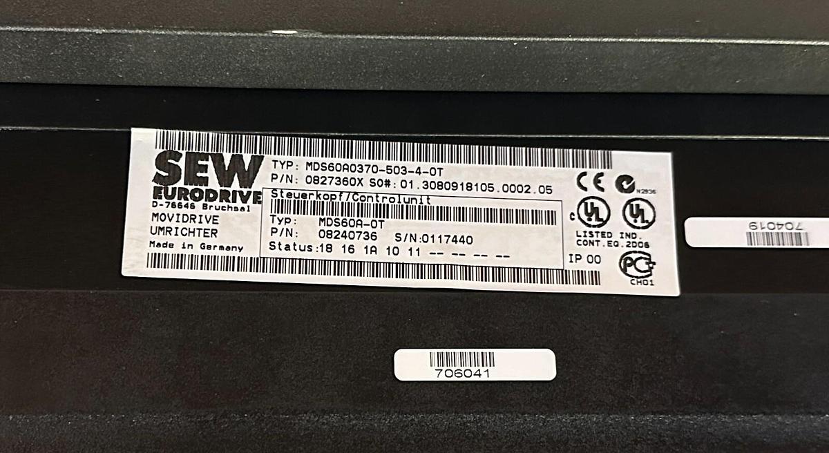 Used SEW EURODRIVE MDX60A0370-503-4-00 / MDS60A0370-503-4-0T MOVIDRIVE DRIVE 8227217