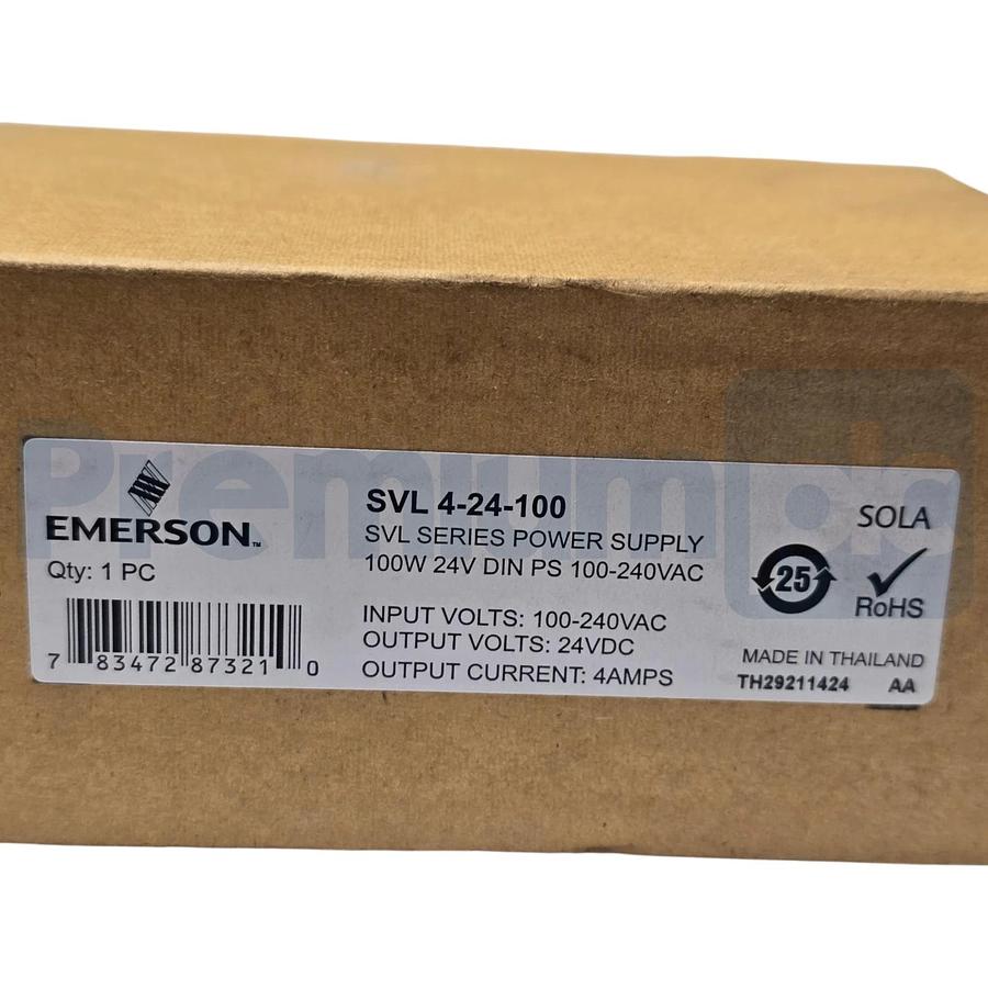 Emerson SolaHD SVL 4-24-100 Power Supply In: 100-240V Out: 24VDC 100W SVL424100