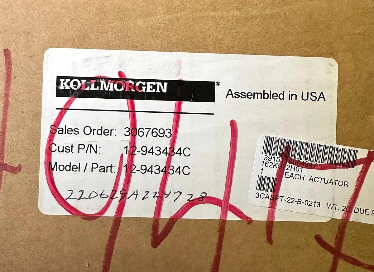 NEW KOLLMORGEN 12-943434C / 12943434C LINEAR ACTUATOR W/ BRAKE *READ