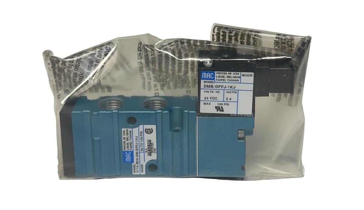 Used MAC VALVES 411A-B0A-DM-DFFJ-1KJ / 411AB0ADMDFFJ1KJ SOLENOID VALVE 24VDC NSMP