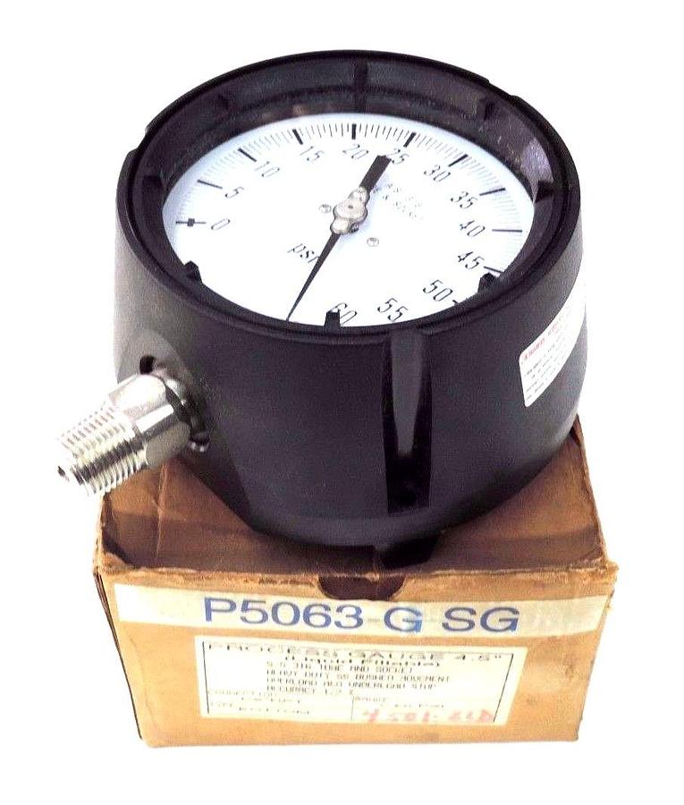 Used NIB ASHCROFT P5063-G-SG AISI 316 TUBE & SOCKET 4.5'' PROCESS GAUGE 60 PSI