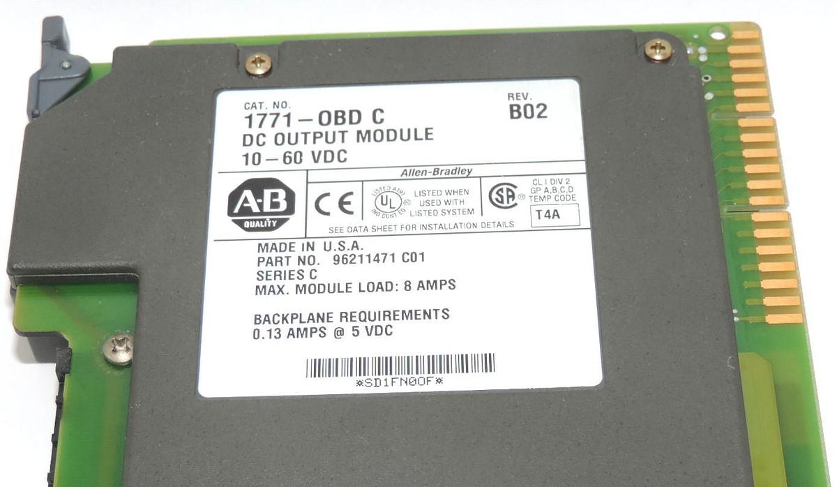 Used ALLEN BRADLEY 1771-OBD/C DC OUTPUT MODULE 1771OBD REV. B02, 10-60 VDC