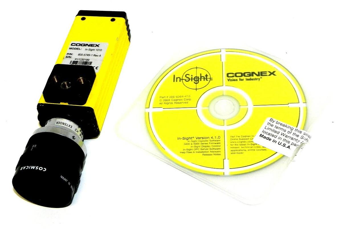 Used COGNEX 800-5749-1 REV. A VISION SENSOR IN-SIGHT 1010 CAMERA W/ COSMICAR LENZ