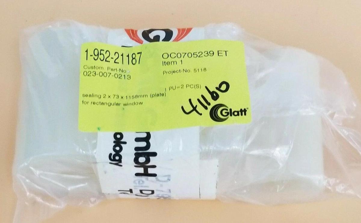 Used NEW GLATT 1-952-21187 SEALING 2X73X1158MM (PLATE) FOR RECTANGULAR WINDOW