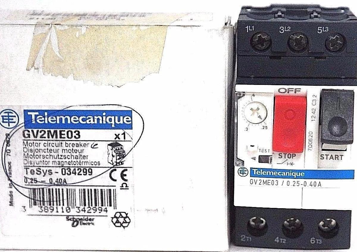 Used NIB TELEMECANIQUE GV2ME03 MOTOR CIRUIT BREAKER TESYS-034299 0,25-0/40A, GV2-ME03