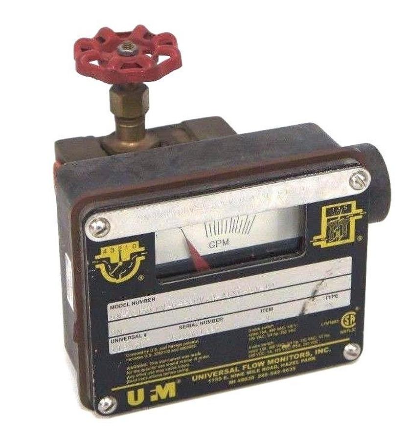 Used UNIVERSAL FLOW MONITORS SN-BSF7GMV-6-220V.9-A1XL-ST-1D FLOW MONITOR 0-7 GPM