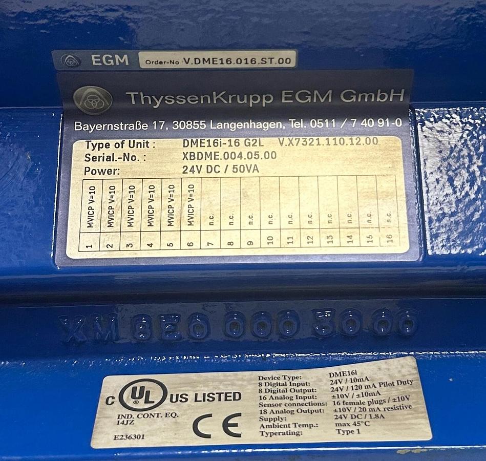 Used ThyssenKrupp EGM DME16i-16 G2L / DME16i16G2L DECENTRAL MEASURING CONTROLLER USNP