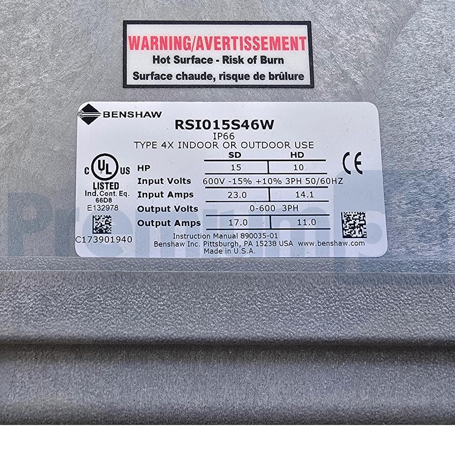 Used BENSHAW RSI-015-S4-6W | RSi015S46W RSi S4 Sensorless Vector VFD 15HP 600V NSMP