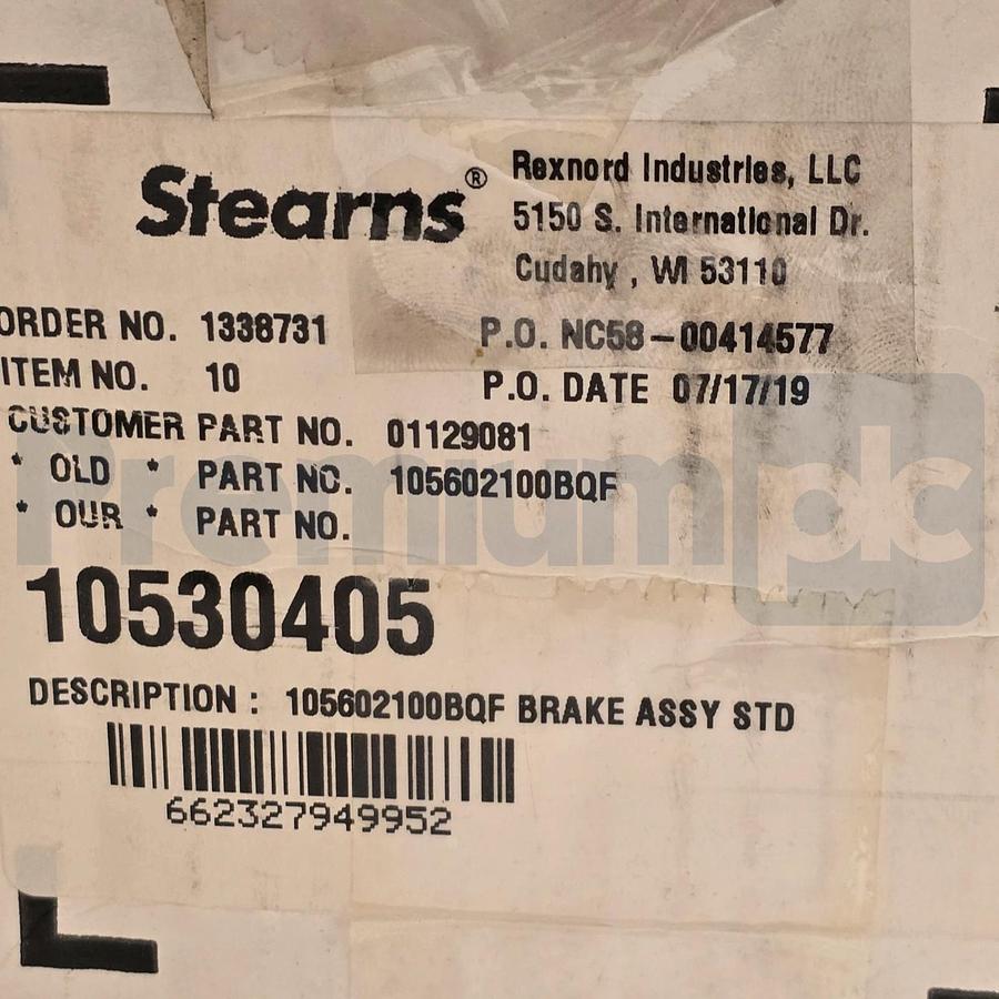 Stearns 105602100BQF Spring-Set Disc Brake 6 ft-lb 208-230/460VAC NEMA 56C NSMP