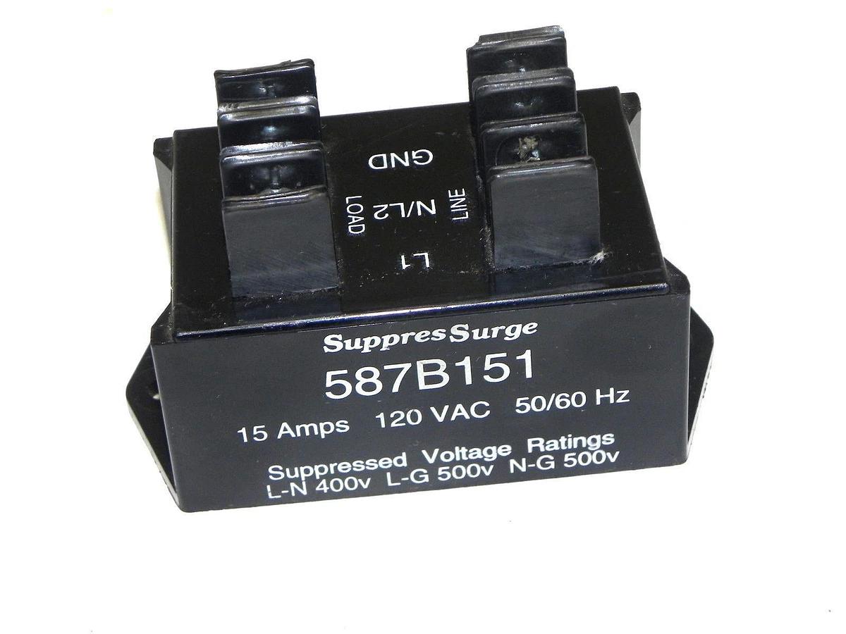 Used SUPPRESSURGE 587B151 AC POWERLINE PROTECTOR 15AMPS 120VAC 50/60HZ