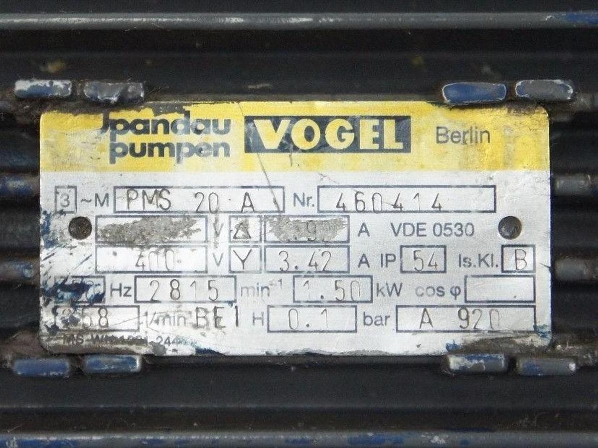 Used PANDAU PUMPEN VOGEL 3-M-PMS 20 A, SLURRY PUMP NR. 460414, PMS-20-A