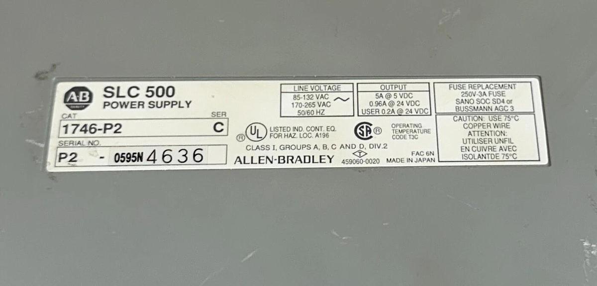 Used ALLEN BRADLEY 1746-A10 /A SLC 500 10-SLOT CHASSIS 1746-P2 /C POWER SUPPLY & MORE