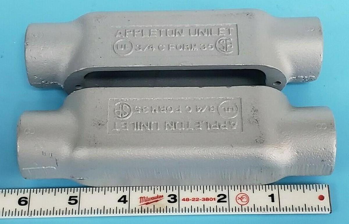 LOT OF 2 NIB APPLETON C75-M CONDUIT BODIES / UNILETS 3/4" TYPE C FORM 35 C75M