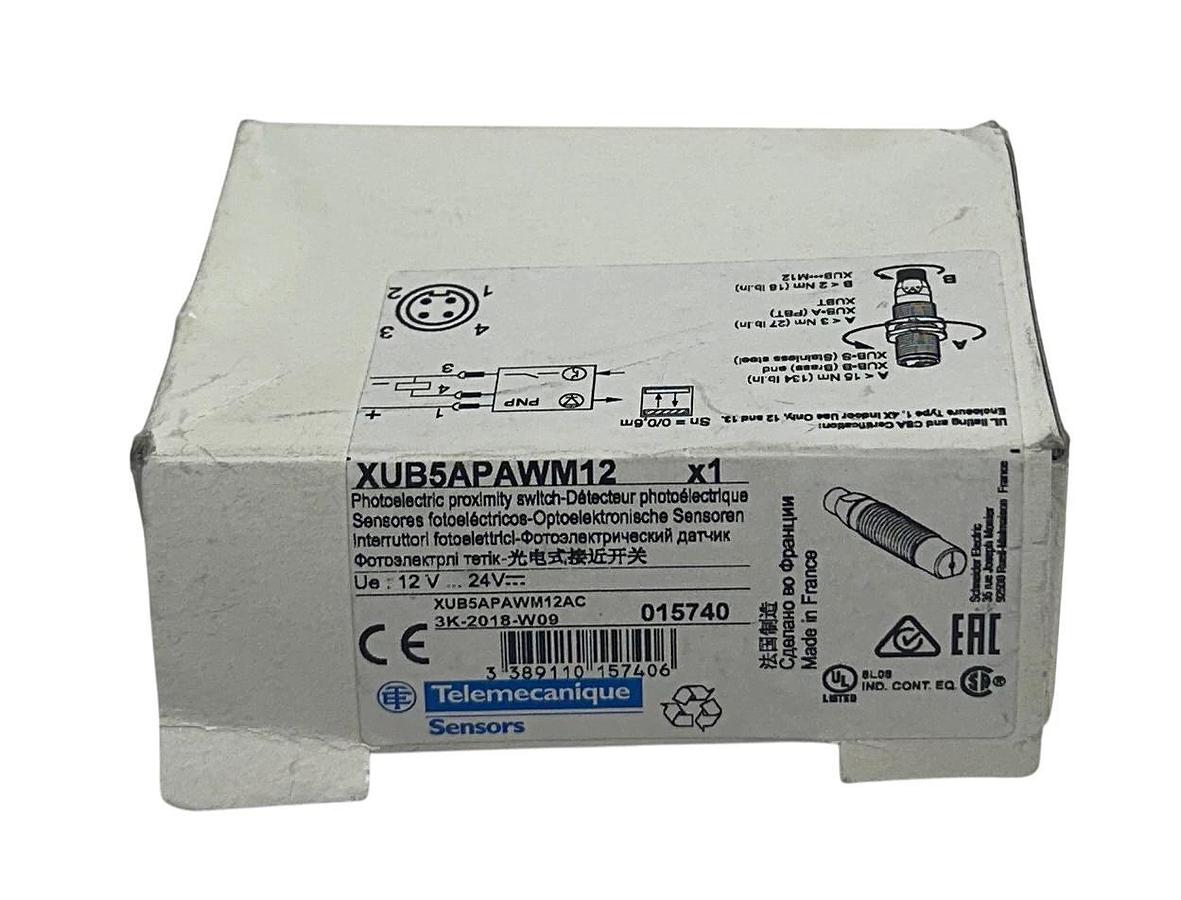 TELEMECANIQUE XUB5APAWM12 PHOTOELECTRIC PROXIMITY SWITCH / SENSOR 12-24VDC NSMP