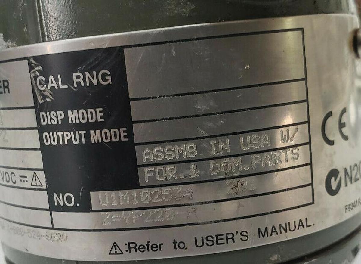 Used YOKOGAWA DP HART EJA S1 -EB54B-92EA/FF1/D1/2 PRESSURE TRANSMITTER W/ J&J FLANGE