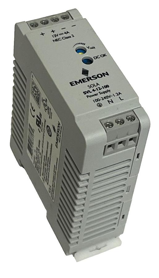 Used Lot of 3 Emerson SolaHD SVL 4-12-100 DIN Rail Power Supplies 12V 4A 48W