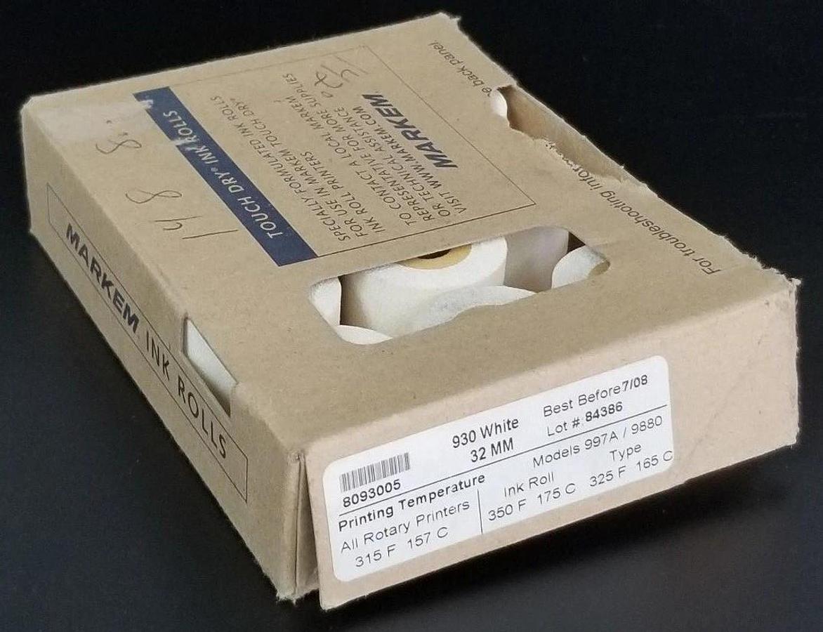 Used BOX OF 11 NEW MARKEM 930 WHITE 32MM INK ROLLS MODELS: 997A/9880