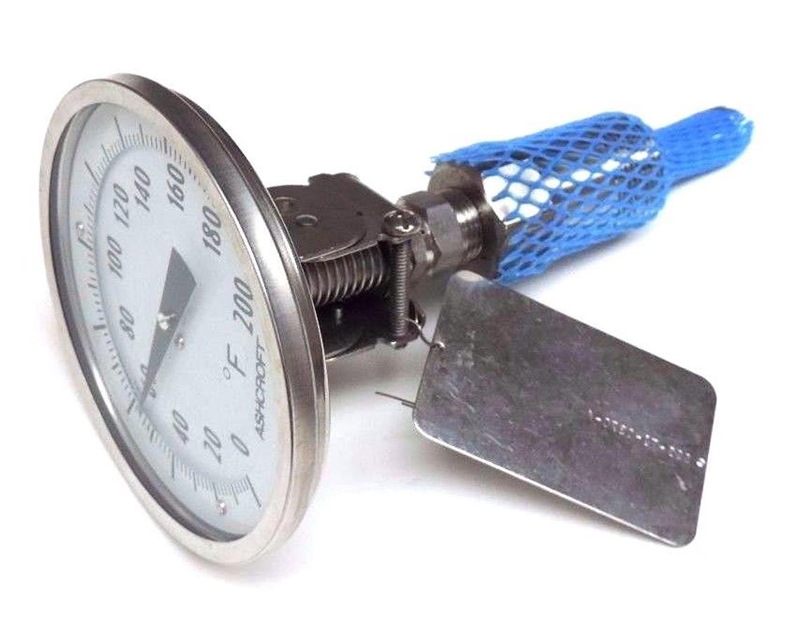 Used NIB ASHCROFT 559-TI-0370-A 5" BIMETAL THERMOMETER, 50-EI-60-E-040, 0-200 DEG F