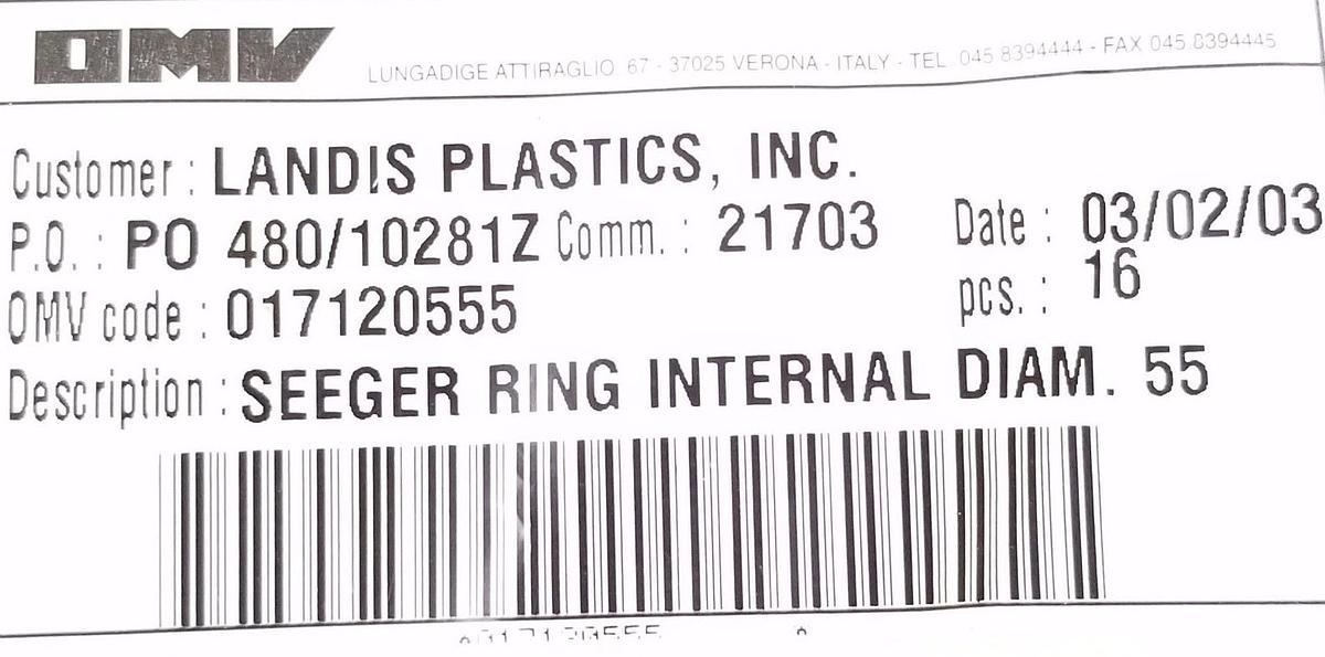Used LOT OF 12 NEW OMV 017120555 SEEGER RING INTERNAL DIAM. 55