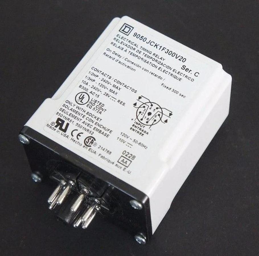 Used NIB SQUARE D 9050-JCK1F300V20 SER. C ELECTRICAL TIMING RELAY 120V 50-60HZ 110V