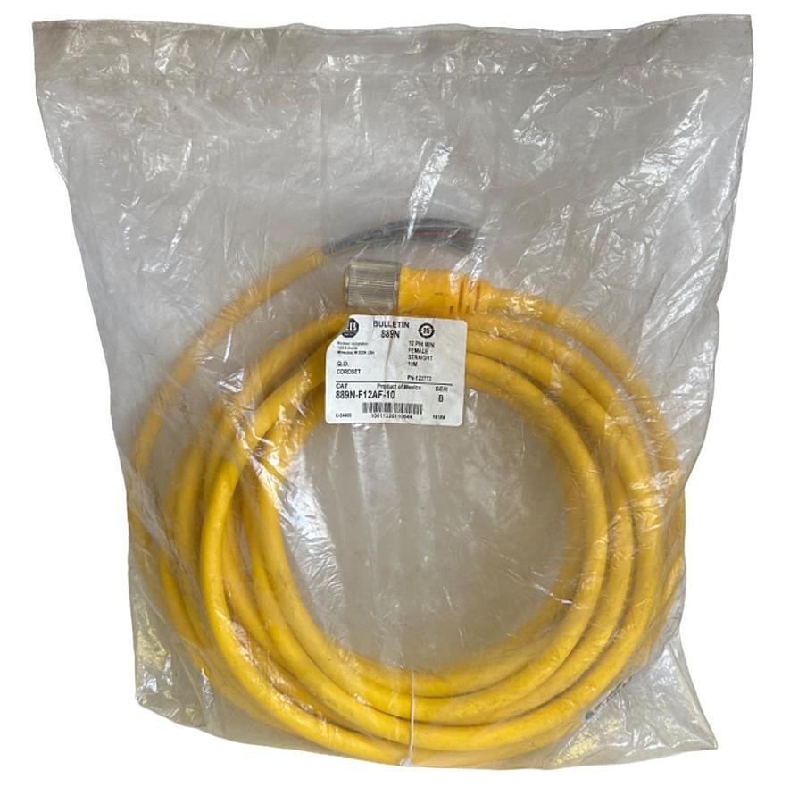 Used NEW SEALED ALLEN BRADLEY 889N-F12AF-10 /B QD CORDSET 12-PIN MINI FEMALE 10M