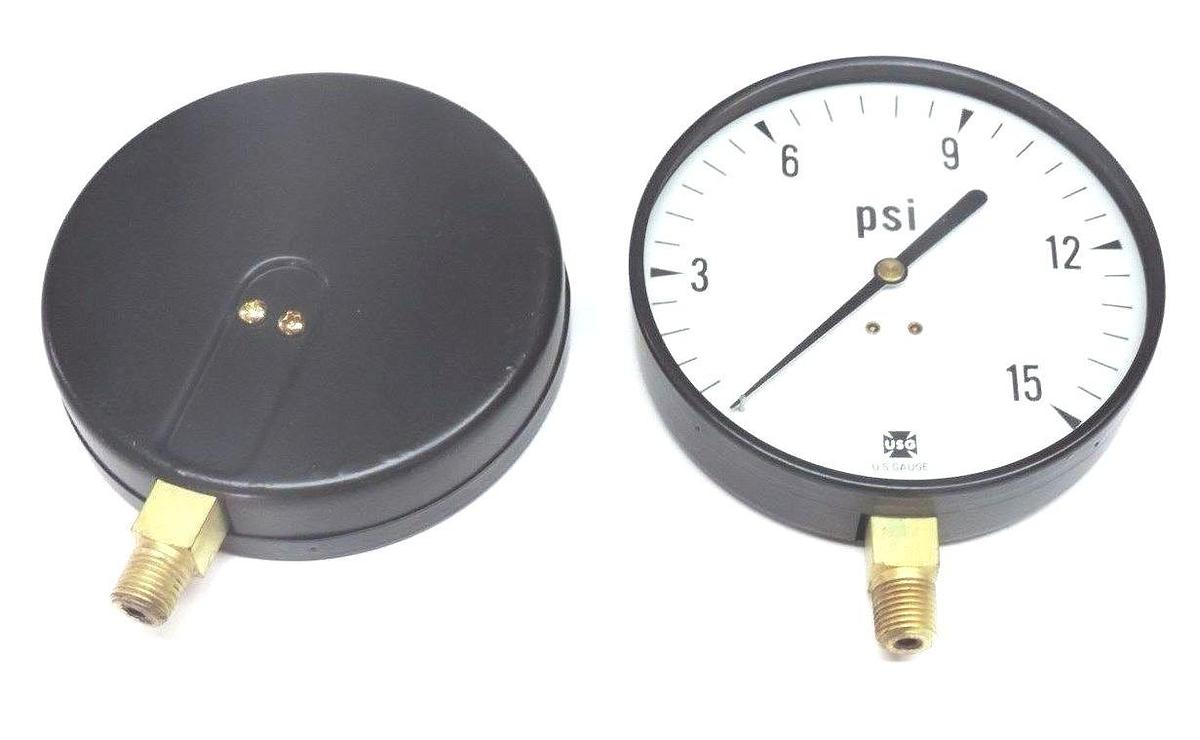 LOT OF 3 NIB AMETEK 005546 PRESSURE GAUGES FIG. NO. P 500 RANGE: 15 PSI, 4-1/2''
